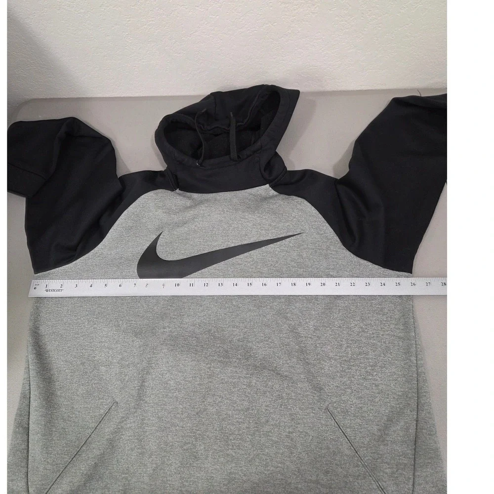 Nike Dri-FIT Therma Hoodie Mens XL Gray Black‎ Big Swoosh Pullover Sweatshirt